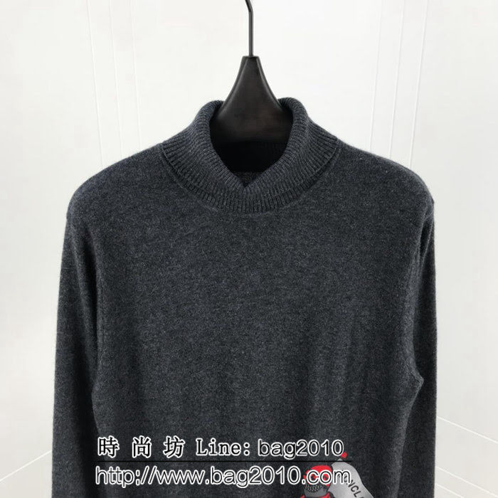MONCLER蒙口 18ss秋冬新款 滑雪主題圖案 高領 灰色貂絨 男款羊毛衫 ydi1956